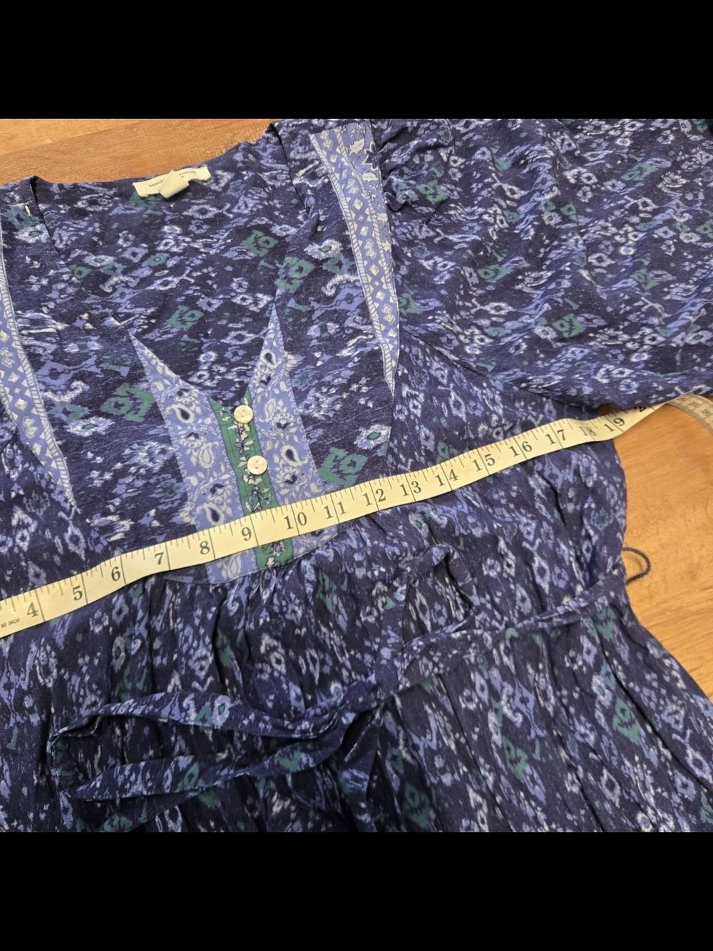 beachlunchlounge Blue Patterned Maxi Dress Puff Sleeve  Medium - Picture 5 of 7